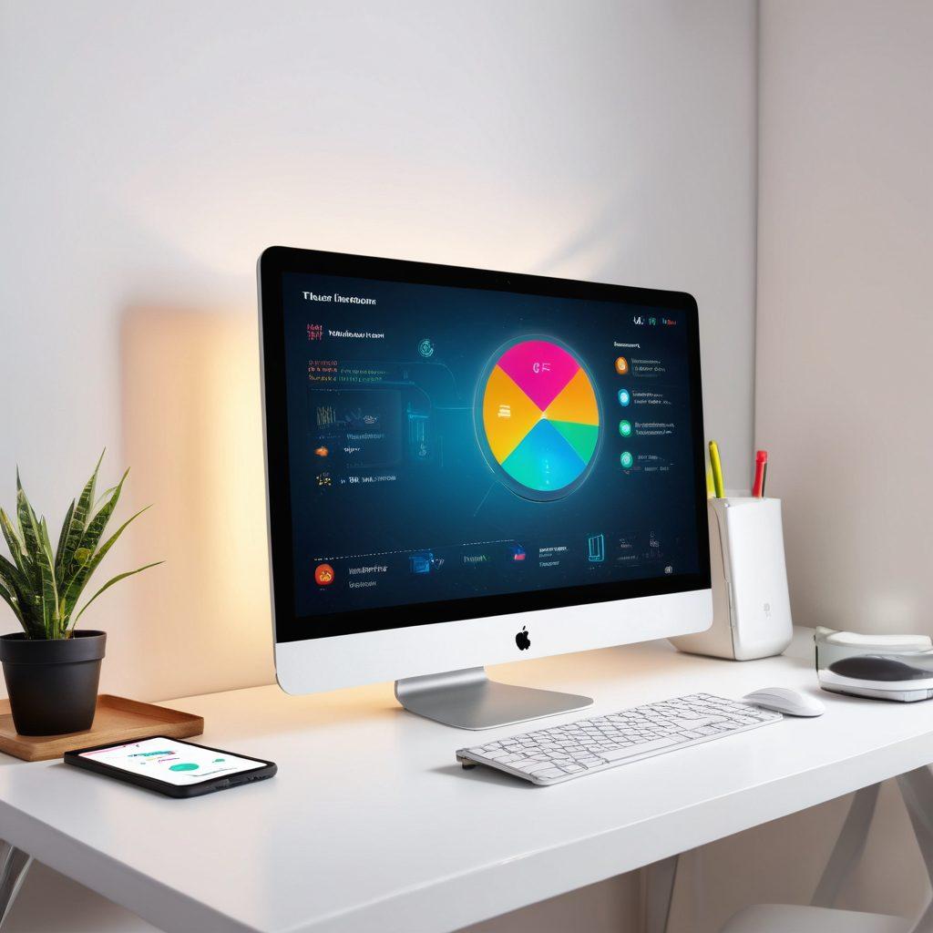 A modern home office with a sleek router at the center, radiating colorful Wi-Fi signals that transform into data streams linking various smart devices like laptops, tablets, and phones. In the background, a digital display shows the DD-WRT interface with optimization charts and statistics, symbolizing control over the Wi-Fi network. A subtle glow emphasizes the concept of unlocking potential. The overall vibe is tech-savvy and vibrant. super-realistic. vibrant colors. white background.